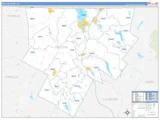 Orleans County, VT Business Reference style ZIP Code wall map