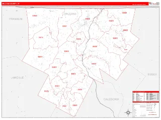 Orleans County, VT RedLine style ZIP Code wall map