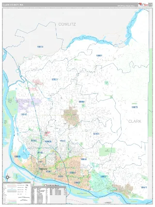 Clark County, WA Classic style ZIP Code wall map