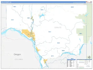 Cowlitz County, WA Business Reference style ZIP Code wall map