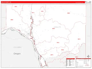 Cowlitz County, WA RedLine style ZIP Code wall map