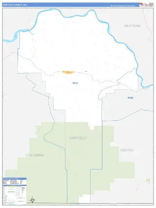 Garfield County, WA Business Reference style ZIP Code wall map