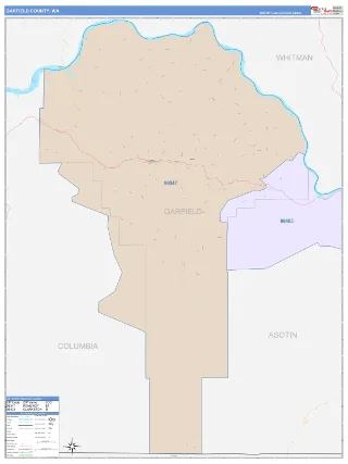 Garfield County, WA ColorCast style ZIP Code wall map