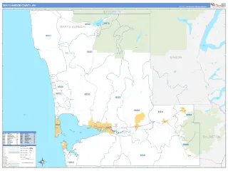 Grays Harbor County, WA Business Reference style ZIP Code wall map