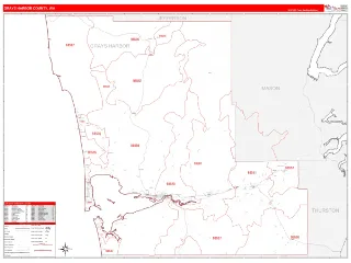 Grays Harbor County, WA RedLine style ZIP Code wall map