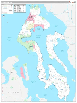 Island County, WA Classic style ZIP Code wall map