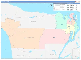 Jefferson County, WA ColorCast style ZIP Code wall map