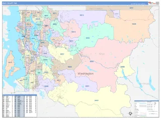 King County, WA ColorCast style ZIP Code wall map