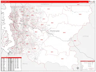King County, WA RedLine style ZIP Code wall map