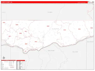 Klickitat County, WA RedLine style ZIP Code wall map