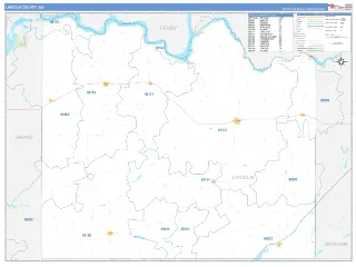 Lincoln County, WA Business Reference style ZIP Code wall map