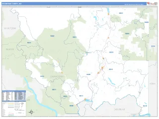 Okanogan County, WA Business Reference style ZIP Code wall map
