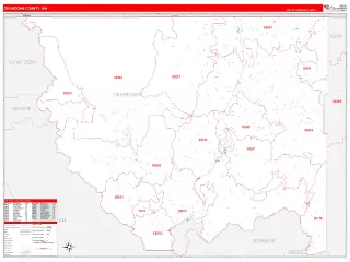 Okanogan County, WA RedLine style ZIP Code wall map