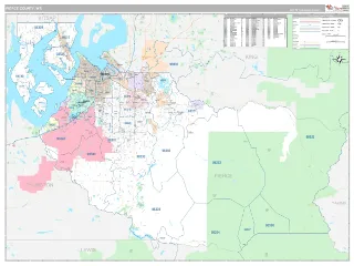 Pierce County, WA Classic style ZIP Code wall map