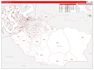 Pierce County, WA RedLine style ZIP Code wall map