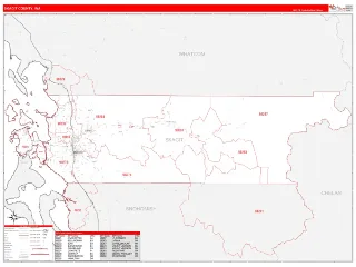 Skagit County, WA RedLine style ZIP Code wall map