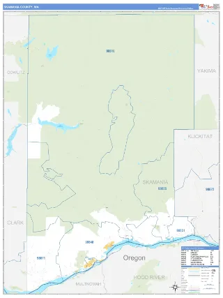 Skamania County, WA Business Reference style ZIP Code wall map