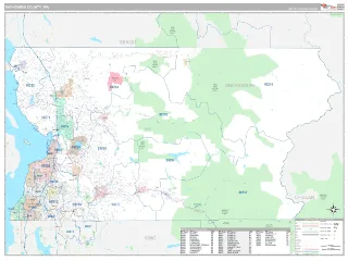 Snohomish County, WA Classic style ZIP Code wall map