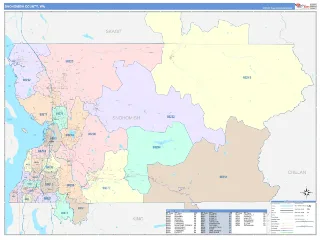 Snohomish County, WA ColorCast style ZIP Code wall map