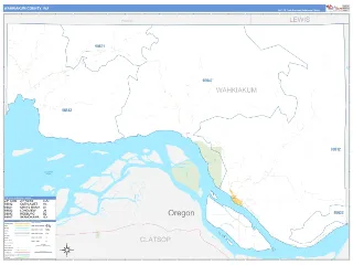 Wahkiakum County, WA Business Reference style ZIP Code wall map