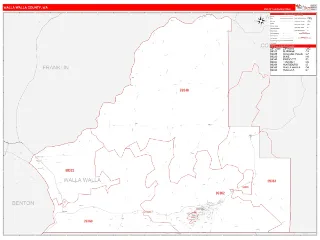 Walla Walla County, WA RedLine style ZIP Code wall map