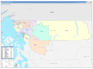 Whatcom County, WA ColorCast style ZIP Code wall map