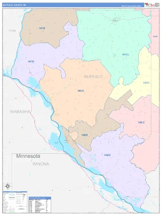 Buffalo County, WI ColorCast style ZIP Code wall map