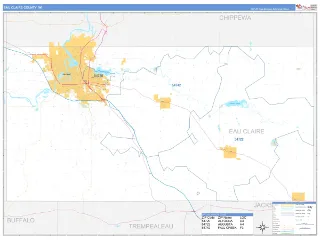 Eau Claire County, WI Business Reference style ZIP Code wall map
