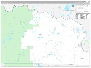 Florence County, WI Classic style ZIP Code wall map