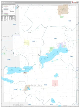 Green Lake County, WI Classic style ZIP Code wall map