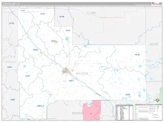 Jackson County, WI Classic style ZIP Code wall map