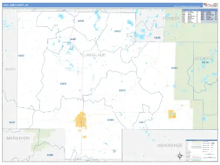 Langlade County, WI Business Reference style ZIP Code wall map