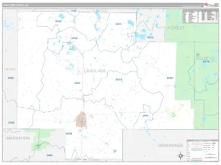 Langlade County, WI Classic style ZIP Code wall map