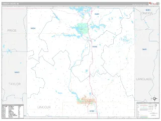 Lincoln County, WI Classic style ZIP Code wall map