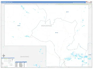 Menominee County, WI Business Reference style ZIP Code wall map