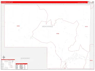 Menominee County, WI RedLine style ZIP Code wall map