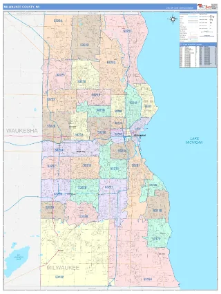 Milwaukee County, WI ColorCast style ZIP Code wall map