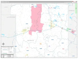 Monroe County, WI Classic style ZIP Code wall map
