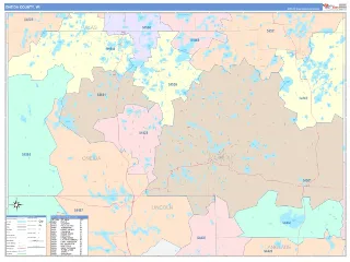 Oneida County, WI ColorCast style ZIP Code wall map