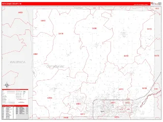 Outagamie County, WI RedLine style ZIP Code wall map
