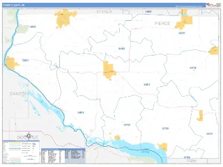 Pierce County, WI Business Reference style ZIP Code wall map