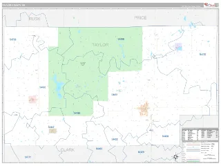 Taylor County, WI Classic style ZIP Code wall map