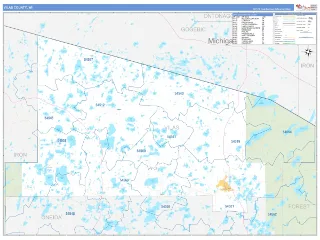 Vilas County, WI Business Reference style ZIP Code wall map