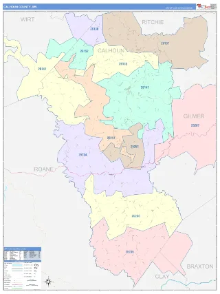 Calhoun County, WV ColorCast style ZIP Code wall map