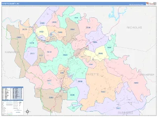Fayette County, WV ColorCast style ZIP Code wall map