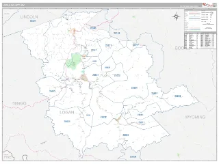 Logan County, WV Classic style ZIP Code wall map