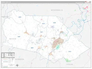 Marion County, WV Classic style ZIP Code wall map