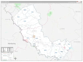 Mingo County, WV Classic style ZIP Code wall map