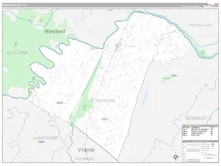 Morgan County, WV Classic style ZIP Code wall map
