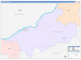 Pleasants County, WV ColorCast style ZIP Code wall map